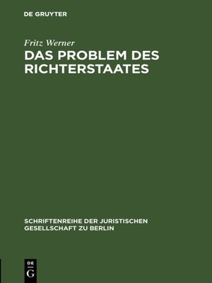 cover image of Das Problem des Richterstaates